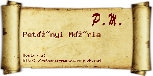 Petényi Mária névjegykártya